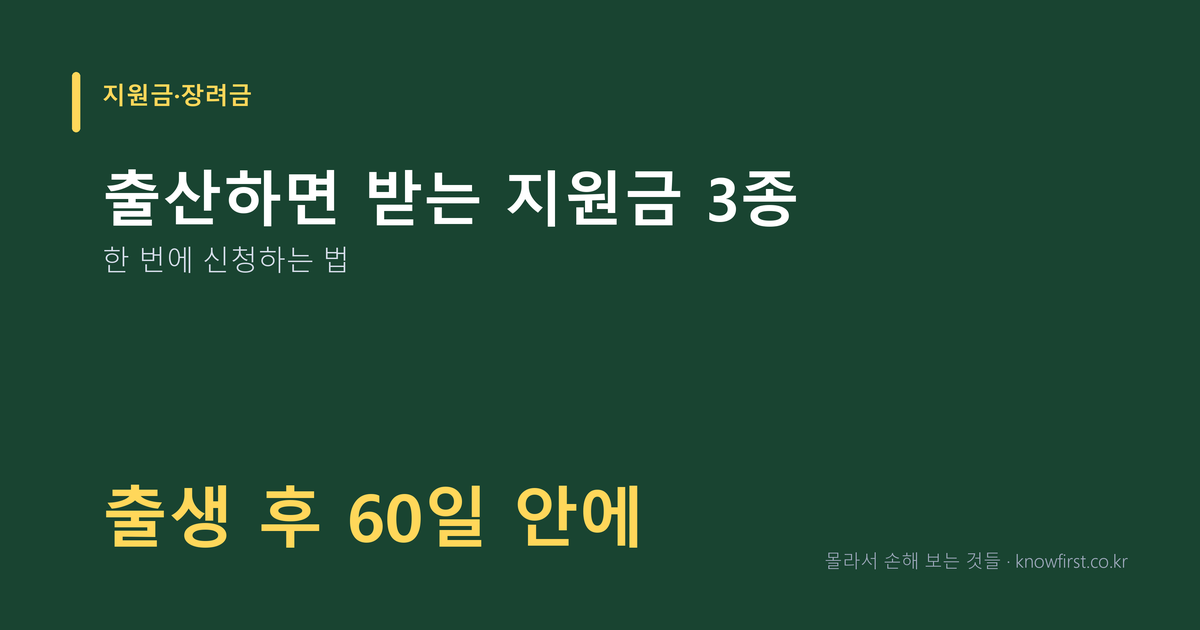 출산하면 받는 지원금 3종 — 한 번에 신청하는 법 (2026)